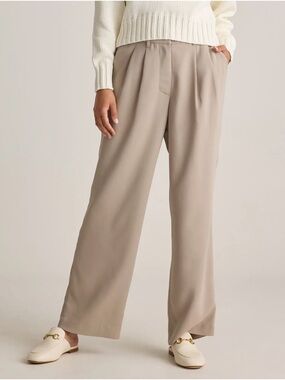 NWT Quince Stretch Crepe Wide Leg Pant - Morel Grey